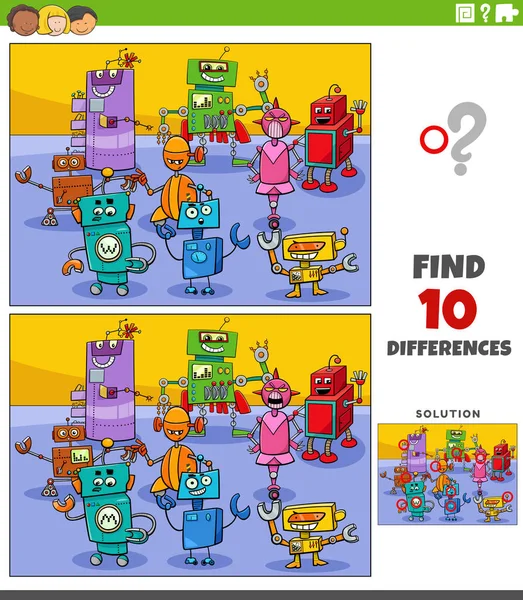 Ilustrasi Kartun Menemukan Perbedaan Antara Gambar Permainan Pendidikan Dengan Kelompok - Stok Vektor