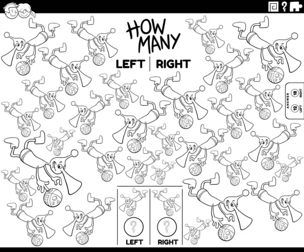 Schwarz Weiß Cartoon Illustration Des Pädagogischen Spiels Des Zählens Links — Stockvektor