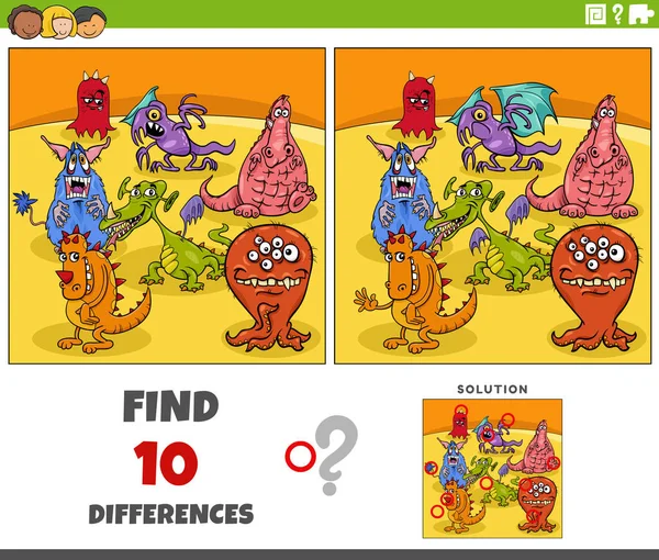 图片说明发现怪物奇幻人物的图片教育游戏的区别 — 图库矢量图片