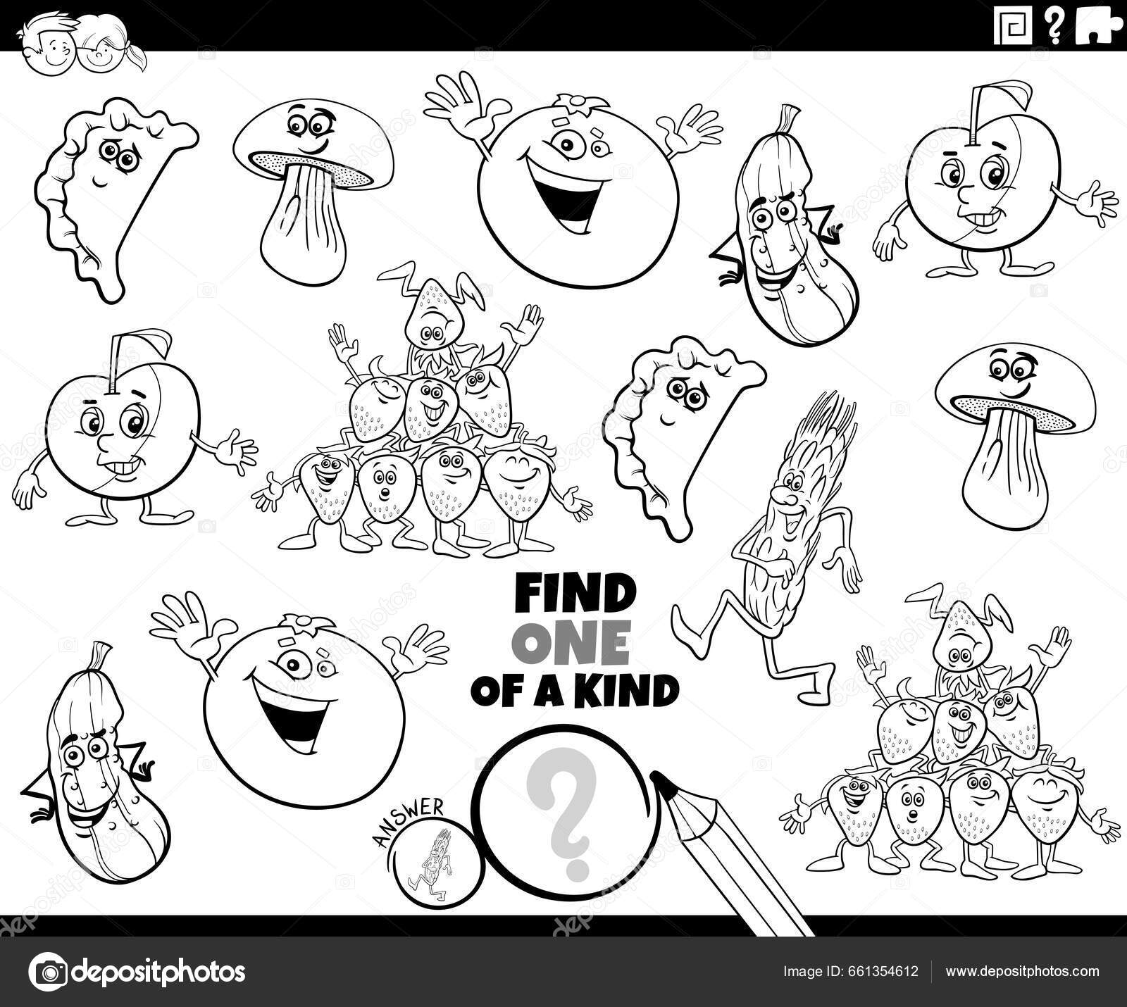 Desenhos Animados Preto Branco Ilustração Encontrar Diferenças Entre Fotos  Jogo imagem vetorial de izakowski© 455611064