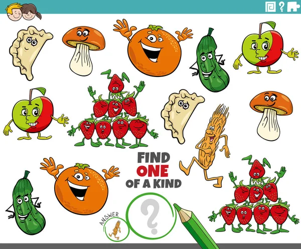 Gıda Nesnesi Karakterli Bir Tür Resim Eğitici Oyun Bulmanın Karikatür — Stok Vektör