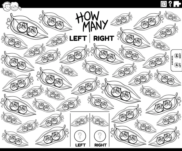 Schwarz Weiß Cartoon Illustration Des Pädagogischen Spiels Des Zählens Links — Stockvektor
