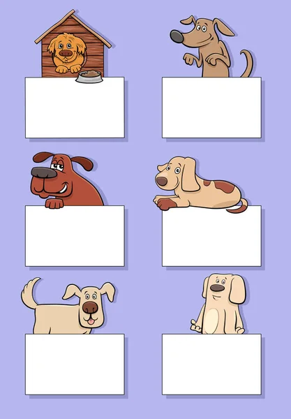 Γελοιογραφία Απεικόνιση Των Σκύλων Και Κουτάβια Χαρακτήρες Των Ζώων Λευκές — Διανυσματικό Αρχείο
