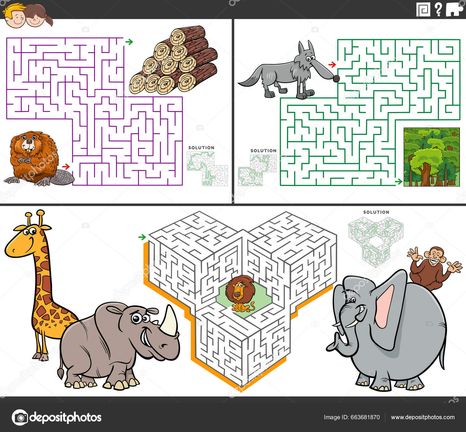 Jogos de quebra-cabeça com animais de desenho animado
