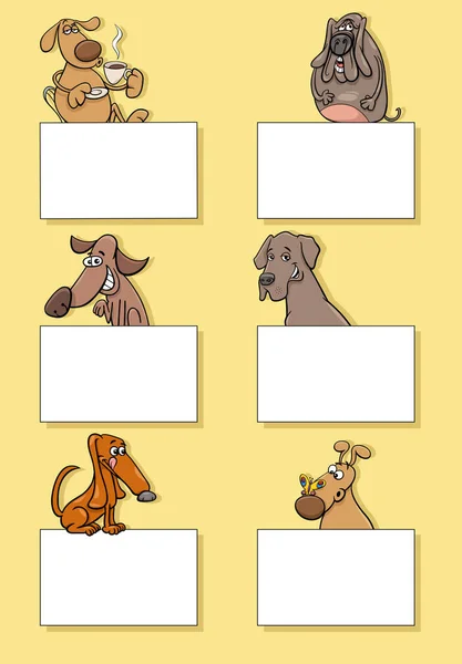 Illustration Dessins Animés Chiens Chiots Personnages Animaux Avec Des Cartes — Image vectorielle