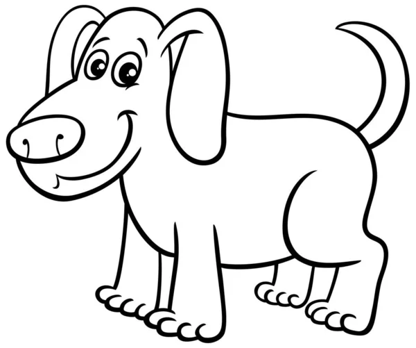 Black White Cartoon Illustration Funny Dog Comic Animal Character Coloring —  Vetores de Stock