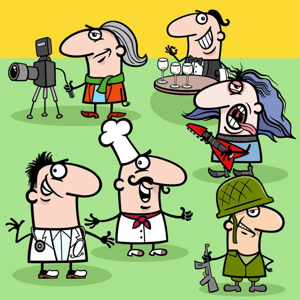 Γελοιογραφία Εικονογράφηση Των Αστείων Ανθρώπων Των Διαφορετικών Χαρακτήρων Επαγγελματίες Ομάδα — Διανυσματικό Αρχείο