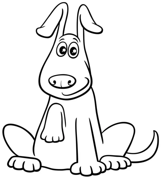 Black White Cartoon Illustration Funny Dog Comic Animal Character Coloring — Stockvektor