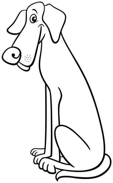 Černobílé Kreslené Ilustrace Sezení Great Dane Čistokrevný Pes Zvíře Charakter — Stockový vektor