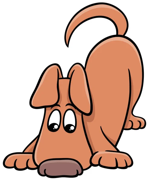 Tecknad Illustration Roliga Sniffning Brun Hund Komisk Djur Karaktär — Stock vektor