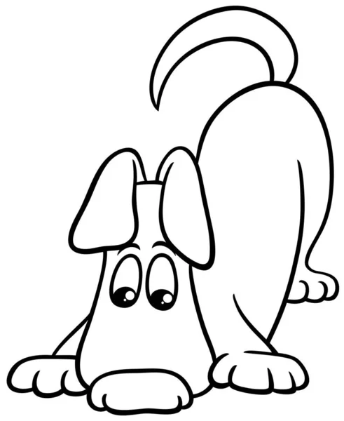 Czarno Biała Kreskówka Ilustracja Śmieszne Wąchanie Pies Komiks Zwierzę Charakter — Wektor stockowy