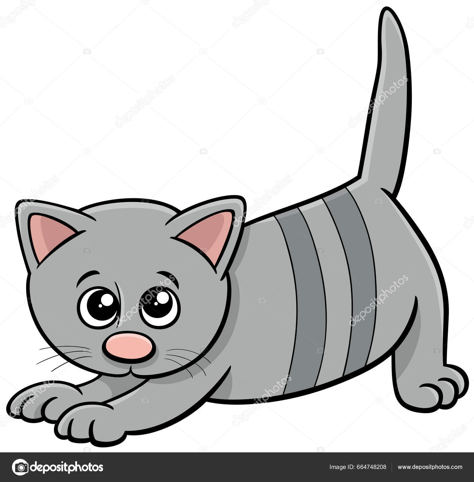 Мультфильм Иллюстрация Растяжения Tabby Котенка Комический.