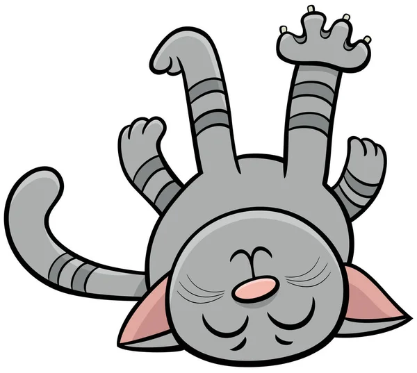 Cartoon Illustratie Van Gelukkig Tabby Kitten Stripverhaal Dierlijke Karakter — Stockvector