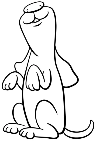 Desenho Animado Preto Branco Ilustração Cão Feliz Personagem Animais Cômicos — Vetor de Stock
