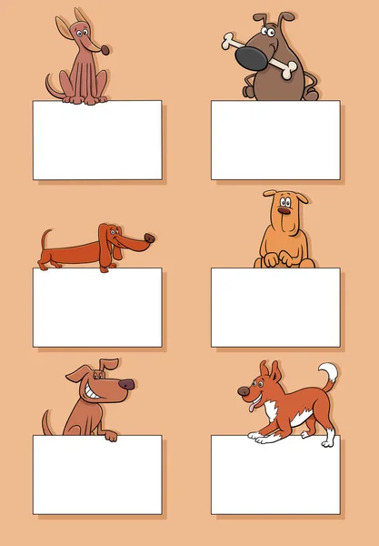 Köpekler Köpek Yavrularının Çizgi Film Çizimleri Boş Kart Pankart Dizayn — Stok Vektör