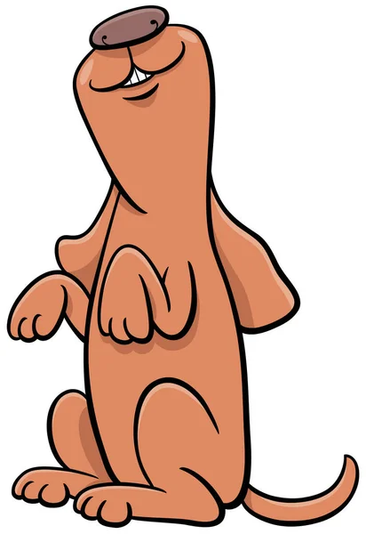 Cartoon Illustration Happy Brown Dog Comic Animal Character Doing Standing — Stock Vector