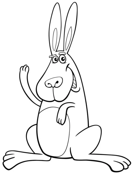 Black White Cartoon Illustration Funny Rabbit Bunny Comic Animal Character — Stock Vector