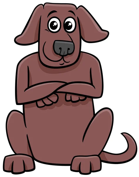 Ilustracja Komiksu Siedzącego Brązowego Psa Postać Zwierzęca — Wektor stockowy