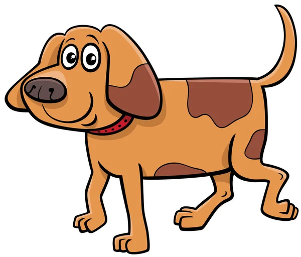 Dibujos Animados Ilustración Divertido Perro Manchado Personaje Animales Cómicos Paseo — Vector de stock