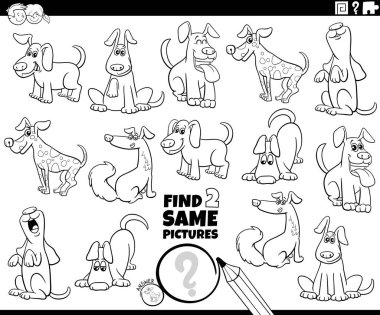 Çizgi romanda, çizgi romanların hayvan karakterleri boyama sayfasında aynı iki resmi bulmanın eğitici aktivitesi anlatılıyor.