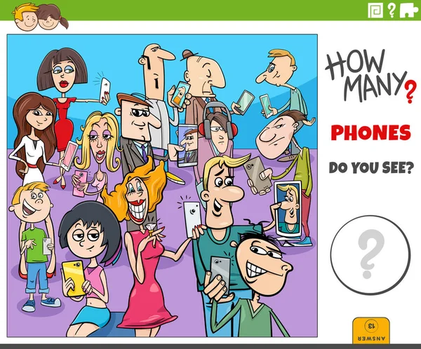 Ilustrasi Kegiatan Penghitungan Pendidikan Dengan Orang Orang Kartun Dengan Ponsel - Stok Vektor