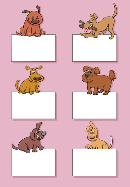 Γελοιογραφία Απεικόνιση Των Σκύλων Και Κουτάβια Χαρακτήρες Των Ζώων Λευκές — Διανυσματικό Αρχείο