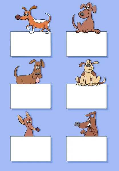 Rajzfilm Illusztráció Kutyák Kölykök Állati Karakterek Üres Kártyák Vagy Bannerek — Stock Vector