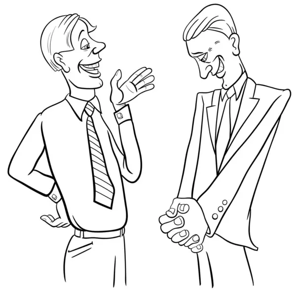 Illustrazione Bianco Nero Due Avvocati Uomini Affari Che Parlano Colorare — Vettoriale Stock