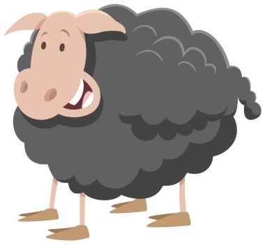 Komik koyun çiftliği hayvan karakterinin çizgi film çizimi