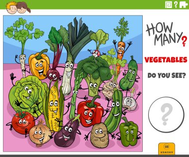 Çizgi film sebze karakterleriyle eğitimsel sayım aktivitesi