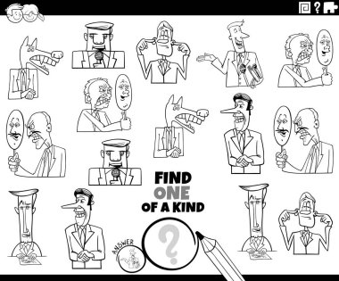 Siyahi ve beyaz karikatür çizimleri, iş adamları veya politikacıların karakter boyama sayfası ile ilgili eğitici bir resim oyunu buluyor.
