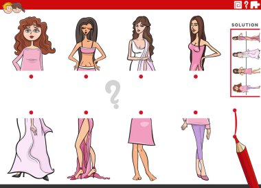 Kadın karakterlerle eşleşen resimlerin eğitimsel aktivitelerinin çizgi film çizimi