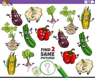 Bitkisel karakterlerle aynı iki resmi bulmanın karikatür çizimi