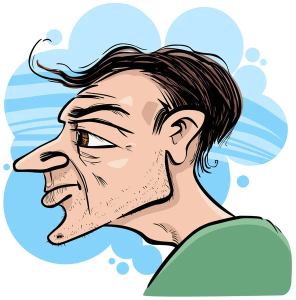 Mann Profil Karikatur Skizze Illustration — Stockvektor