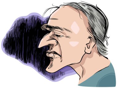 Hüzünlü adam profilinin çizimi
