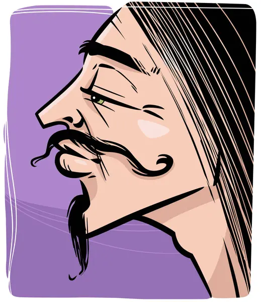 Sketch Drawing Illustration Vintage Young Man Beard Mustache Musketeer - Stok Vektor