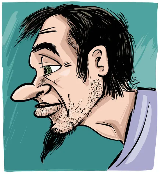Gambaran Sketsa Karikatur Profil Manusia Dengan Jenggot - Stok Vektor