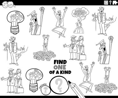 Siyah-beyaz karikatür çizimi, iş adamları karakter boyama sayfasının yer aldığı eğitici bir resim bul