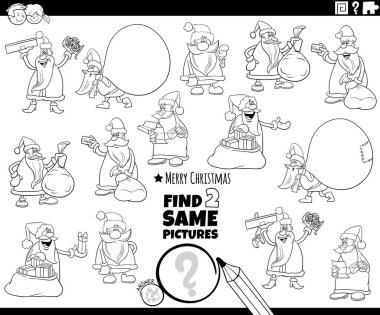 Noel Baba 'nın Noel karakterleri boyama sayfası ile aynı eğitici iki resmi bulmanın karikatür çizimi
