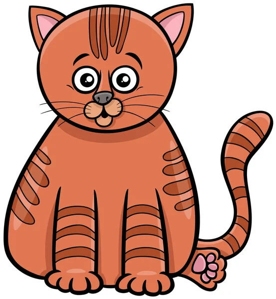 Cartoon Illustratie Van Grappige Tabby Kitten Stripfiguur — Stockvector