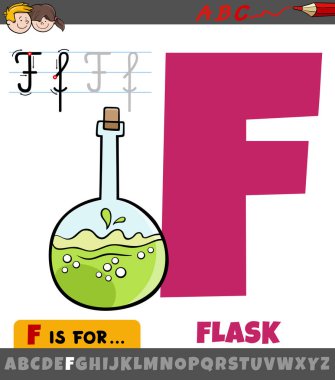 Mataralı alfabedeki F harfinin eğitici çizimi