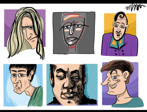 Künstlerische Skizze Cartoon Illustration Von Menschen Charaktere Karikaturen Oder Zeichnungen — Stockvektor