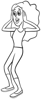 Şaşırmış kız ya da genç kadın çizgi roman karakteri renklendirme sayfası