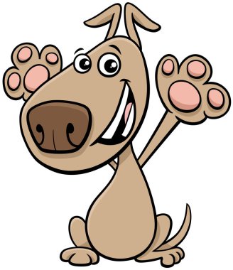 Mutlu bej köpek hayvan karakter karikatür çizimi