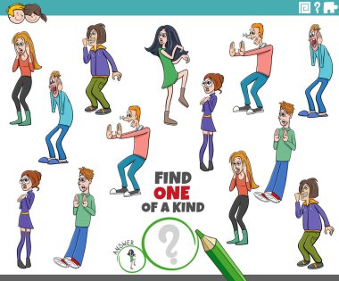 Şaşırmış gençlerin oynadığı eğitici oyunlardan birini bulmanın çizgi film çizimi