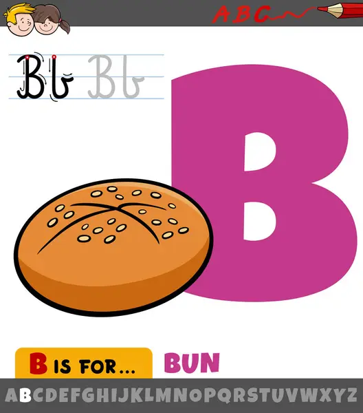 Ilustrasi Kartun Pendidikan Huruf Dari Alfabet Dengan Objek Makanan Bundar - Stok Vektor