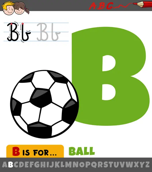 Illustration Dessin Animé Éducatif Lettre Alphabet Avec Objet Ballon Football Graphismes Vectoriels