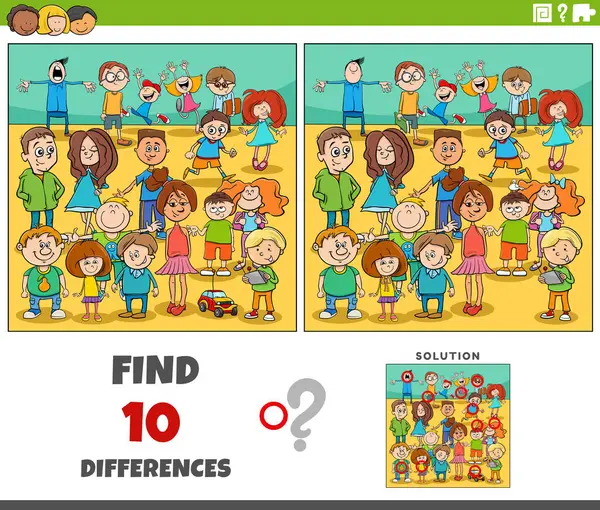 Illustrazione Dei Cartoni Animati Trovare Differenze Tra Immagini Attività Educative Grafiche Vettoriali