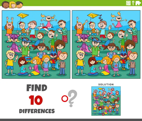 Ilustrasi Kartun Untuk Menemukan Perbedaan Antara Aktivitas Pendidikan Gambar Dengan - Stok Vektor