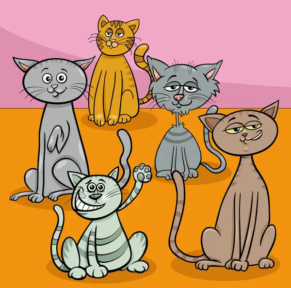 Tecknad Illustration Roliga Katter Seriefigurer Djur — Stock vektor